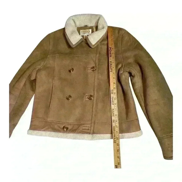 Talbots Petites Tan Faux Suede Jacket with Sherpa Lining Size L - Picture 1 of 8